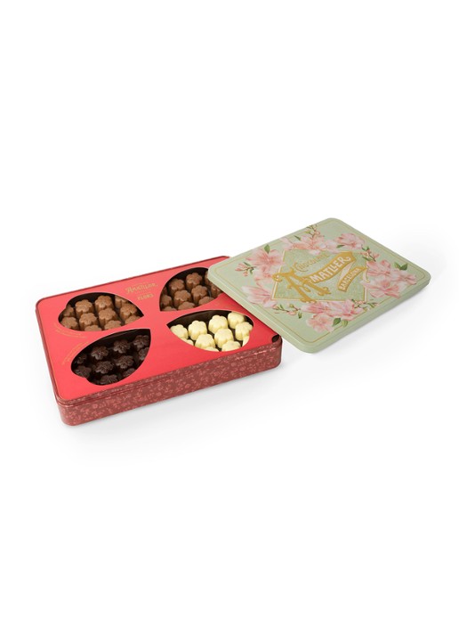 Chocolate Amatller Chocolade met fruit- of koffievulling in XL blik 288 gram