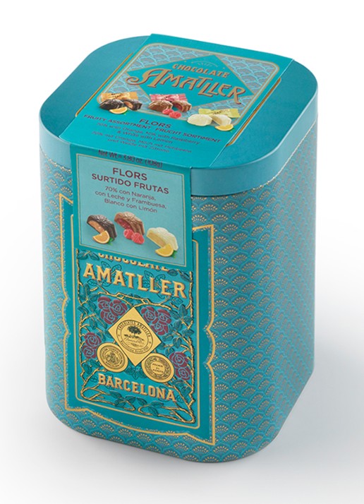 Chocolate Amatller Chocolade met fruitvulling in blik 18 stuks