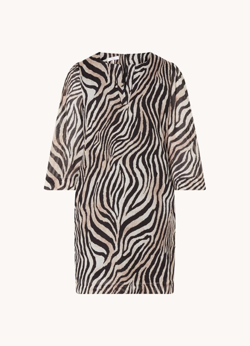 CINQUE Ciethno tuniekjurk met zebraprint - voorkant zwart