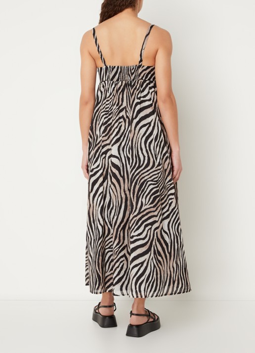 CINQUE Cietty midi jurk met zebraprint - achterkant 2 lichtbruin