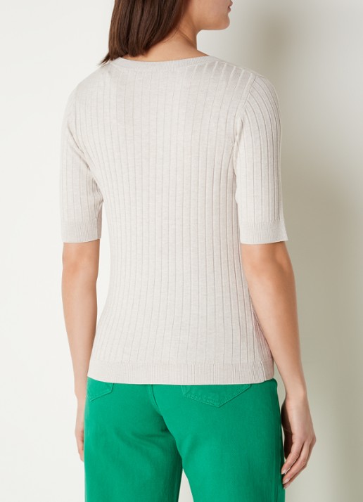 CINQUE Cigiulia top met ribstructuur - achterkant creme