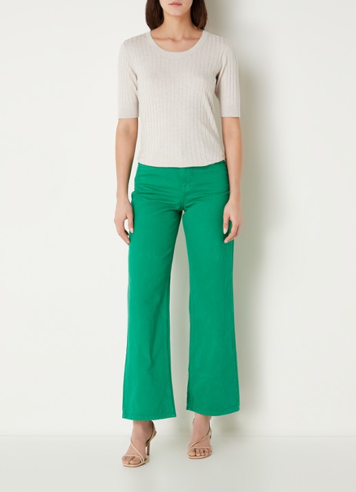 CINQUE Cigiulia top met ribstructuur - voorkant 3 creme