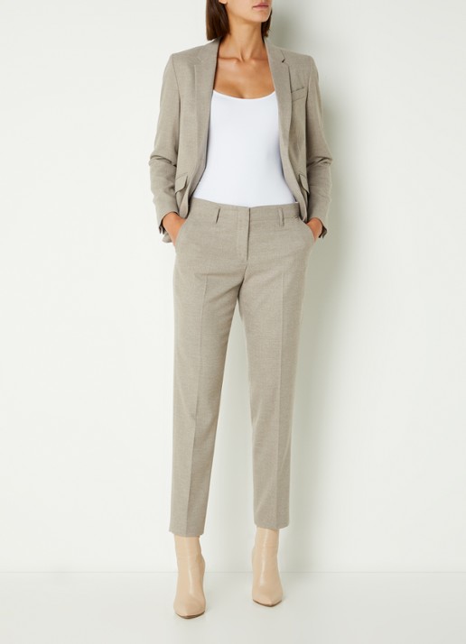 Cinque Cihamelin mid waist tapered cropped fit pantalon met steekzakken - voorkant 3 donkerbeige