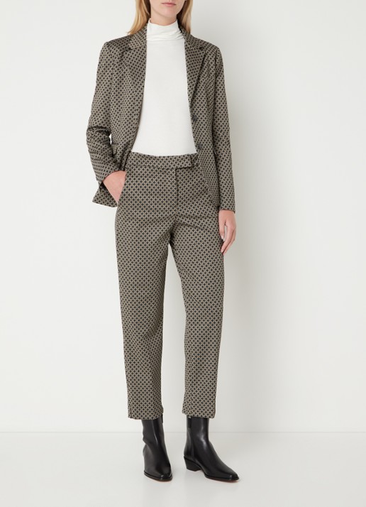 Cinque Cihennes high waist tapered fit pantalon met print  - voorkant 3 donkerbeige