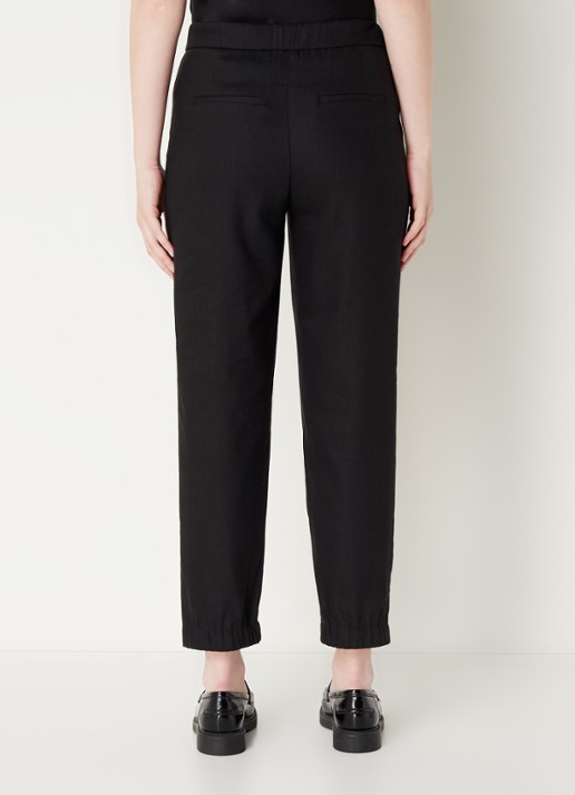 CINQUE Cihenrico high waist tapered fit pantalon in linnenblend met steekzakken  - achterkant 3 zwart