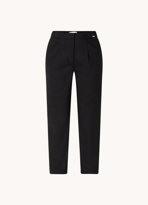 CINQUE Cihenrico high waist tapered fit pantalon in linnenblend met steekzakken  - voorkant zwart