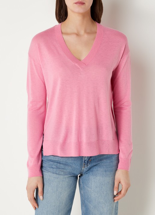 CINQUE Cijill fijngebreide pullover in kasjmierblend met V-hals  - detail 4 roze