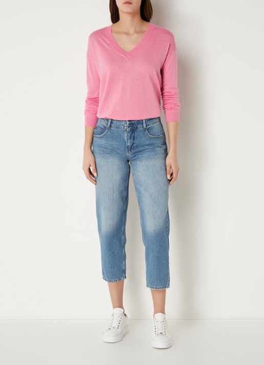 CINQUE Cijill fijngebreide pullover in kasjmierblend met V-hals  - voorkant 2 roze