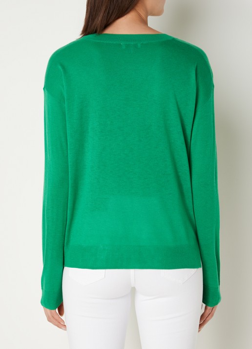 CINQUE Cijill fijngebreide pullover in kasjmierblend met V-hals  - achterkant 4 groen