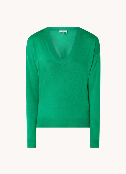 CINQUE Cijill fijngebreide pullover in kasjmierblend met V-hals  - voorkant 2 groen