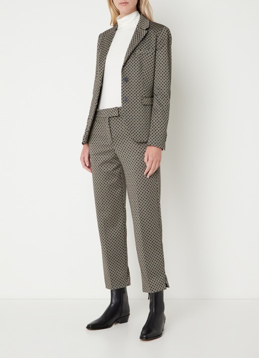 Cinque Cilarni blazer met print en schoudervulling - voorkant 5 donkerbeige