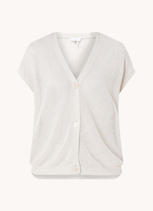 CINQUE Cilulo grofgebreid vest met lurex - voorkant donkerbeige