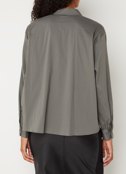 Cinque Cipalmona blouse met ballonmouw - achterkant 3 olijfgroen