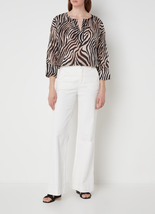 CINQUE Cipaolo semi-transparante tuniek met zebraprint - voorkant 2 zwart