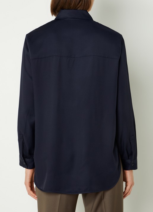 Cinque Ciparis blouse van satijn  - achterkant 2 donkerblauw