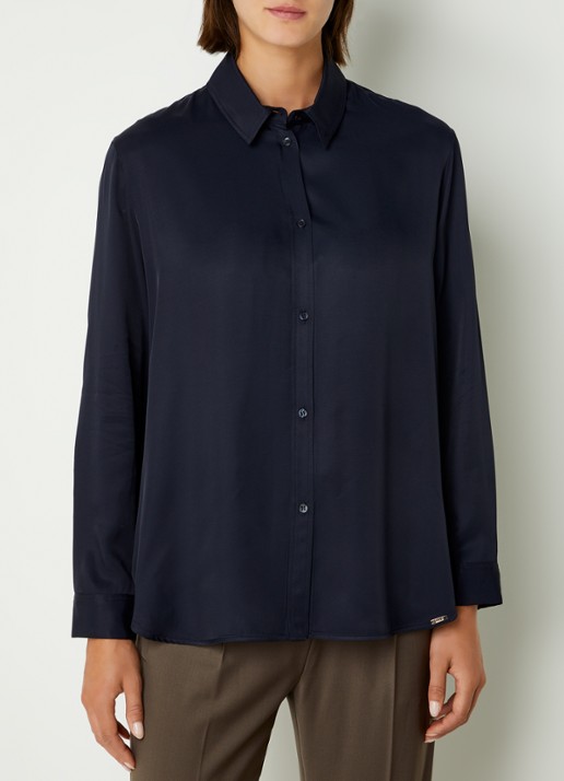 Cinque Ciparis blouse van satijn  - detail donkerblauw