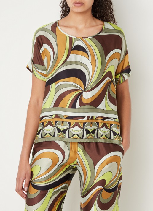 Cinque Ciphieby top van satijn met print