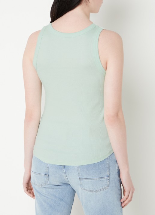 CINQUE Ciria tanktop met ribstructuur en ronde hals - achterkant 4 mosgroen