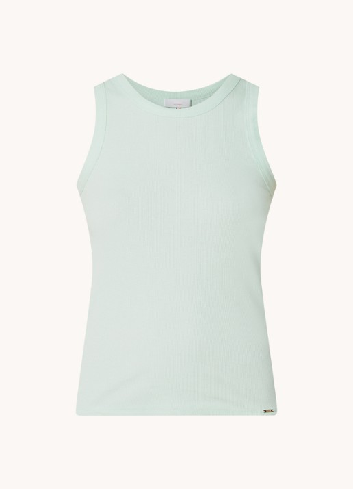CINQUE Ciria tanktop met ribstructuur en ronde hals - voorkant 2 mosgroen