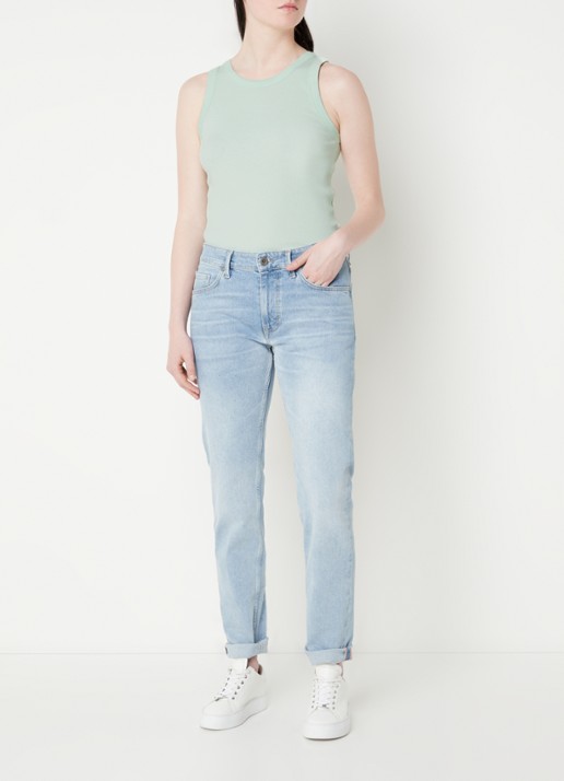 CINQUE Ciria tanktop met ribstructuur en ronde hals - voorkant 3 mosgroen