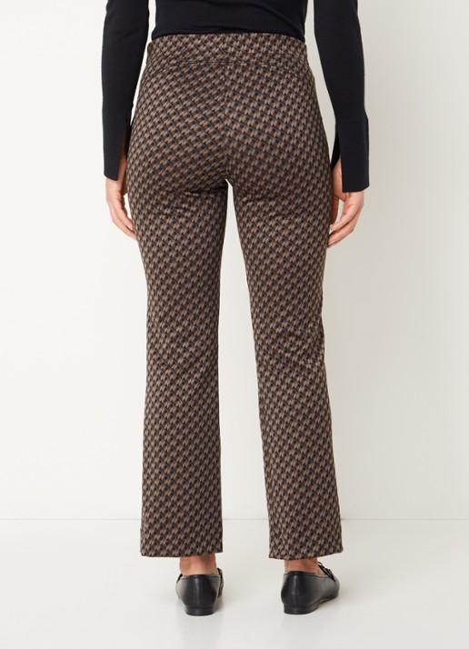 Cinque Cisilhouetta mid waist cropped flared fit broek met print - achterkant bruin