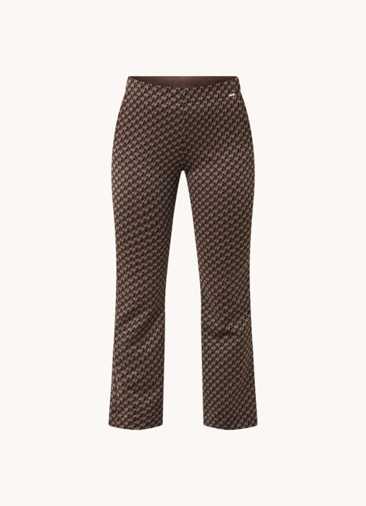 Cinque Cisilhouetta mid waist cropped flared fit broek met print - voorkant 3 bruin