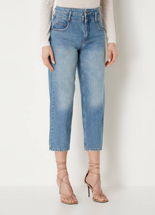 Cinque Cisoleil mid waist cropped tapered fit jeans met medium wassing