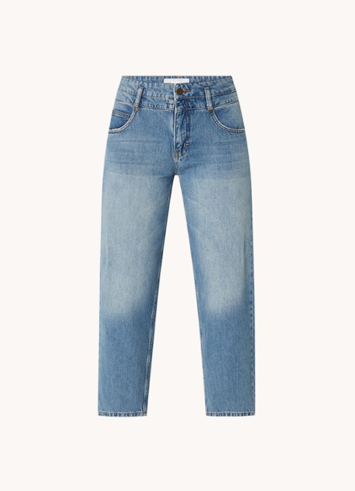 CINQUE Cisoleil mid waist cropped tapered fit jeans met medium wassing - voorkant 4 blauw