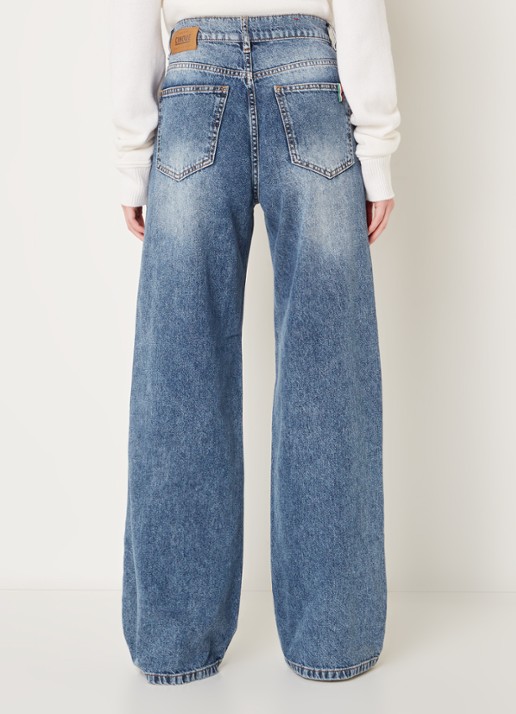 Cinque Cistage high waist wide leg jeans met verwassen afwerking - achterkant indigo