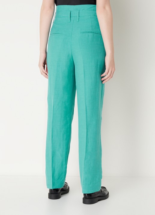 CINQUE Cisusi high waist tapered fit pantalon in linnenblend met steekzakken - achterkant zeegroen