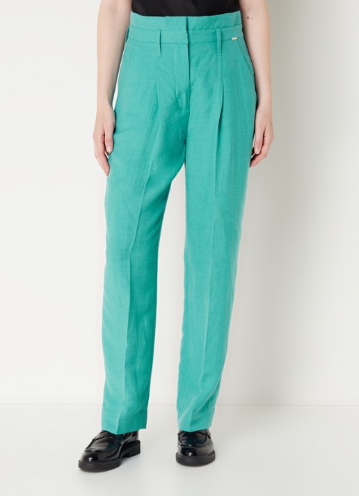 Cinque Cisusi high waist tapered fit pantalon in linnenblend met steekzakken