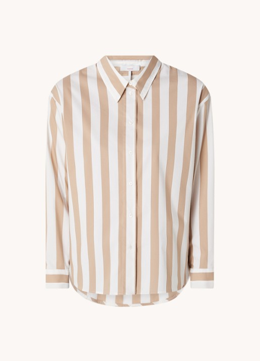 CINQUE Citarina blouse met streepprint  - voorkant 2 zand