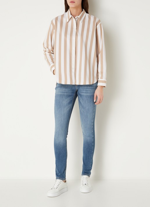 CINQUE Citarina blouse met streepprint  - voorkant 3 zand