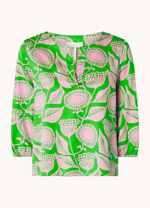 CINQUE Cithalo tuniek van  katoen met bloemenprint - voorkant 3 groen