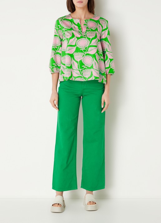 CINQUE Cithalo tuniek van  katoen met bloemenprint - voorkant 4 groen
