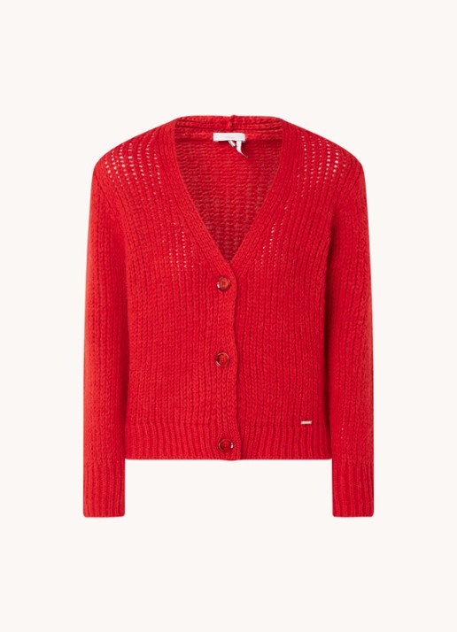 Cinque Civivian grofgebreid vest in alpaca wolblend - voorkant rood
