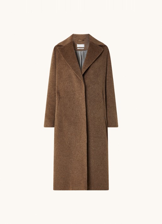 Cinque Cizuriga mantel in alpaca wolblend met steekzakken  - voorkant 4 lichtbruin
