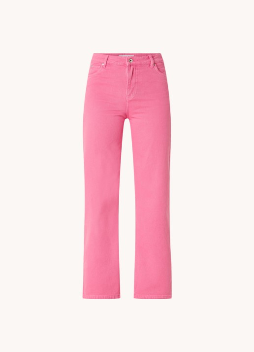 CINQUE High waist cropped wide leg jeans met gekleurde wassing  - voorkant 2 roze