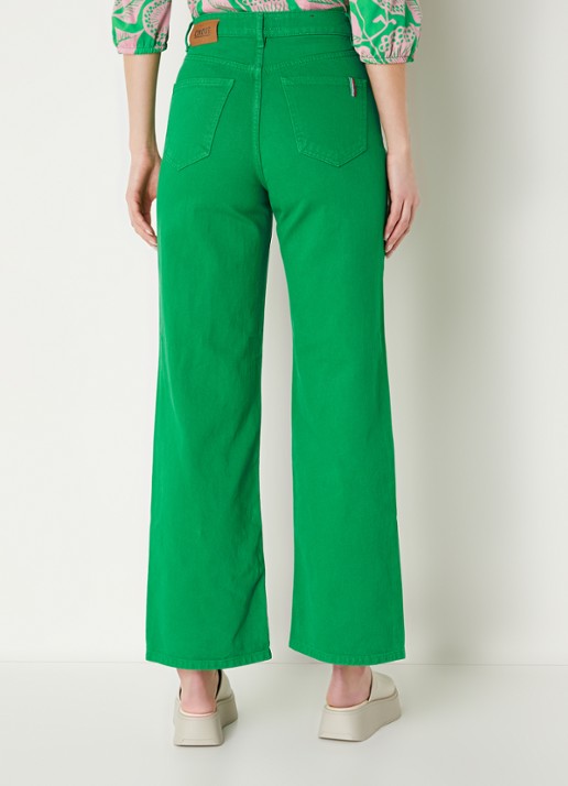 CINQUE High waist cropped wide leg jeans met gekleurde wassing  - achterkant groen