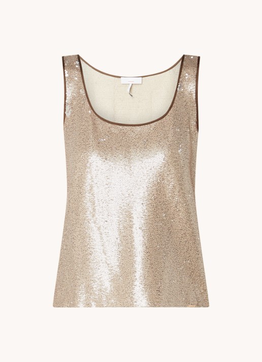 CINQUE Pula tanktop met pailletten - voorkant zand