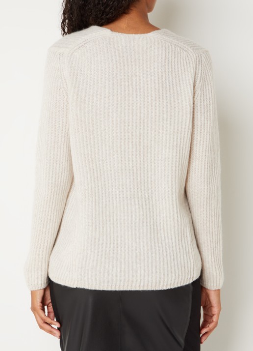 Cinque Ribgebreide pullover in merino wolblend - achterkant 3 creme