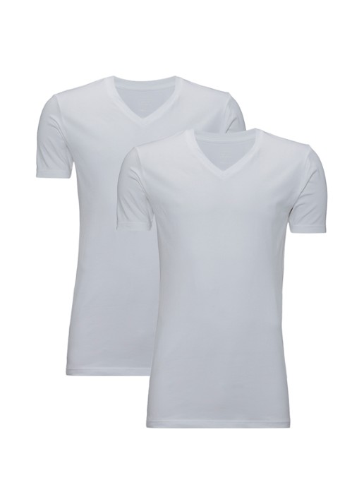 Claesen's 2-pack T-shirts met V-hals - voorkant 2 wit