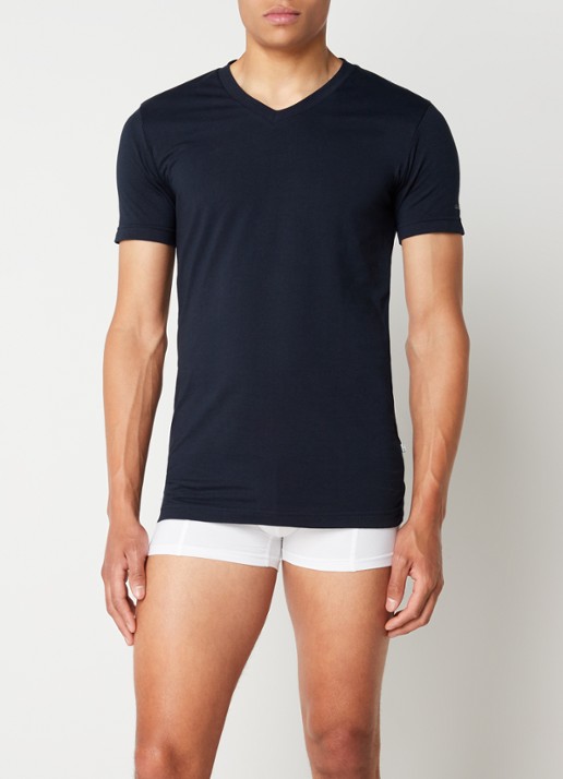 Claesen's 2-pack T-shirts met V-hals - voorkant 2 donkerblauw