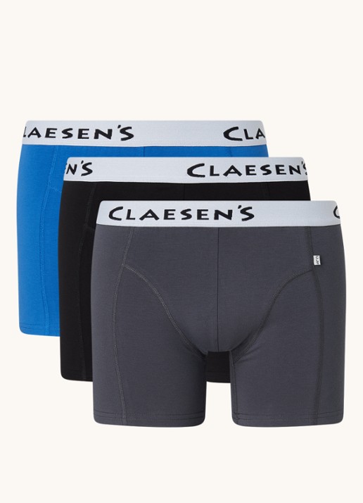 Claesen's Boston boxershorts met logoband in 3-pack - voorkant 2 kobaltblauw