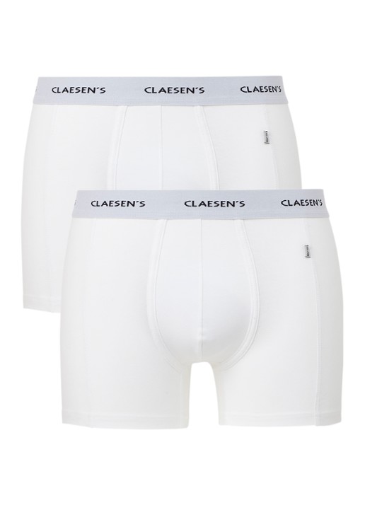 Claesen's Boxershorts met logoband in 2-pack - voorkant 2 wit