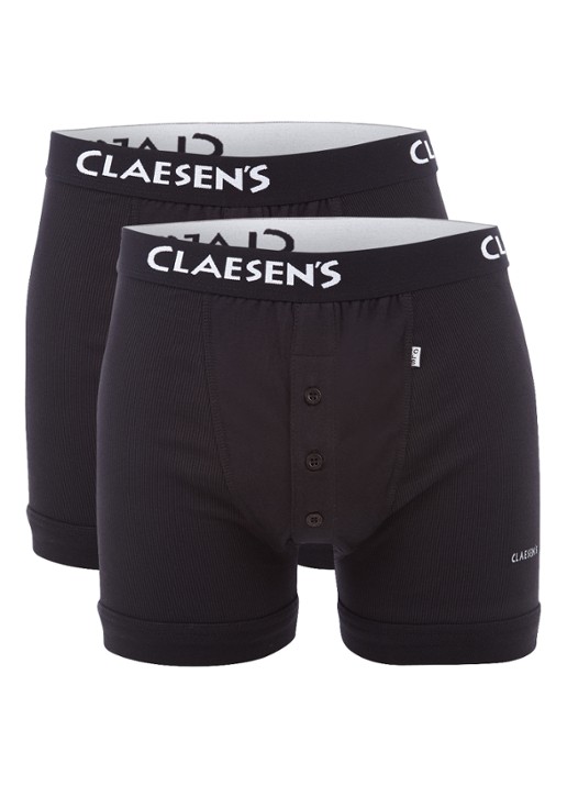 Claesen's Harlem boxershorts in uni in 2-pack - voorkant 2 zwart