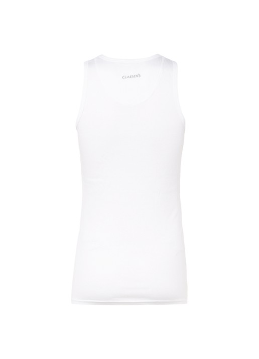 Claesen's Singlet met ribstructuur in 2-pack - achterkant wit