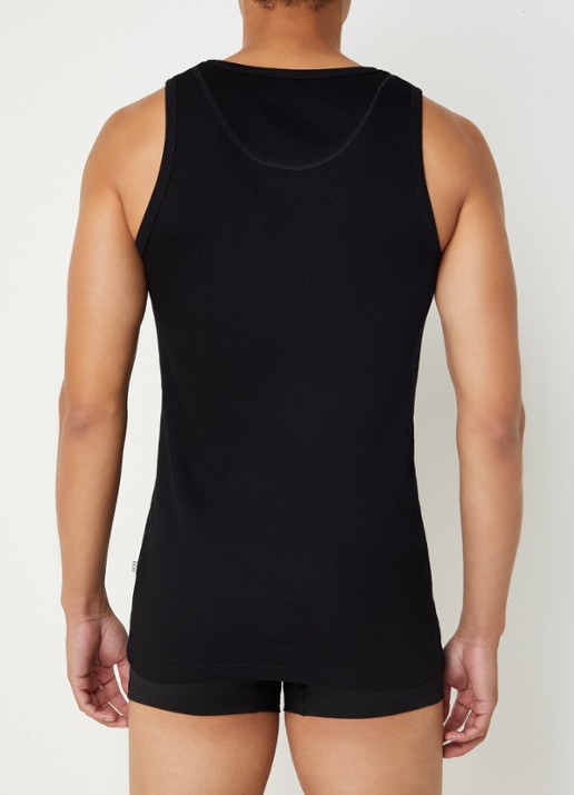 Claesen's Singlet met ribstructuur in 2-pack - achterkant 2 zwart