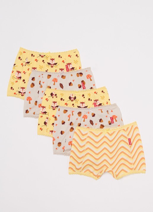 Claesens Boxershorts met print in 5-pack - voorkant geel