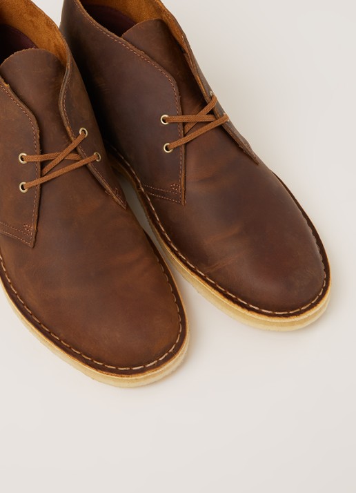 Clarks Desert boot van gewaxt leer - detail 2 kastanjebruin